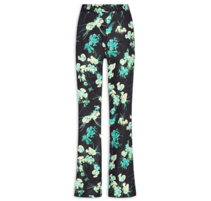 Calça Feminina Linho Longa Semi Flare Vinco - Preto