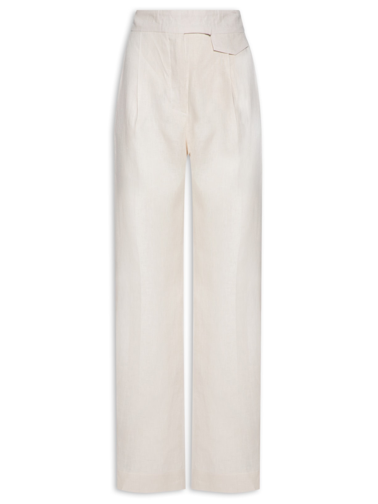 Calça Feminina Linho Longa Vinco Bolso Extra - Bege