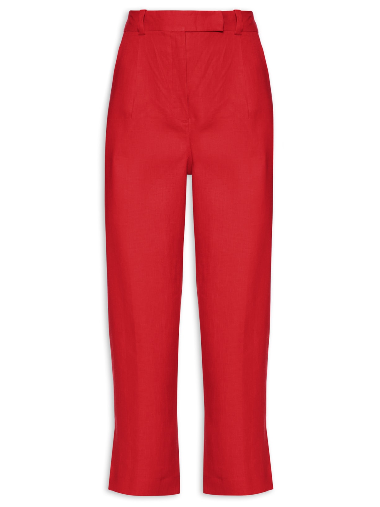 Calça Feminina Linho Prega Vinco - Vermelho