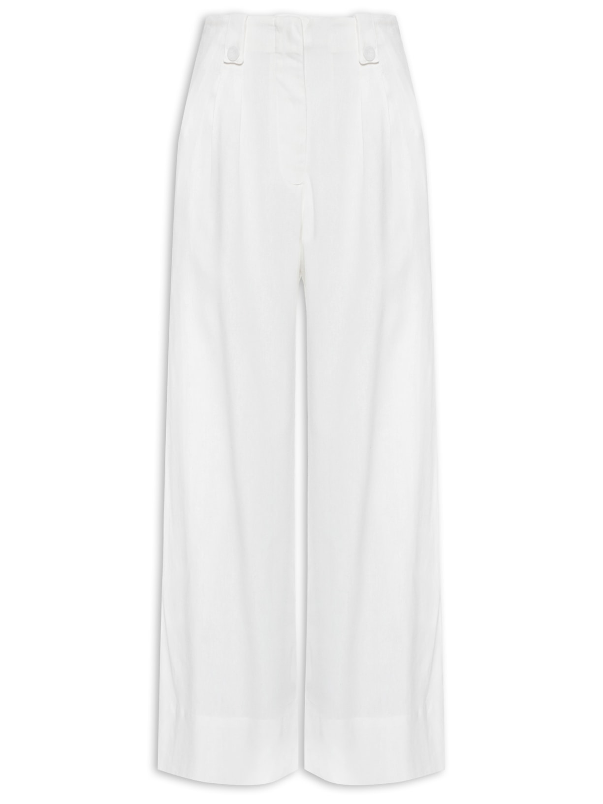 Calça Feminina Linho Pregas - Branco