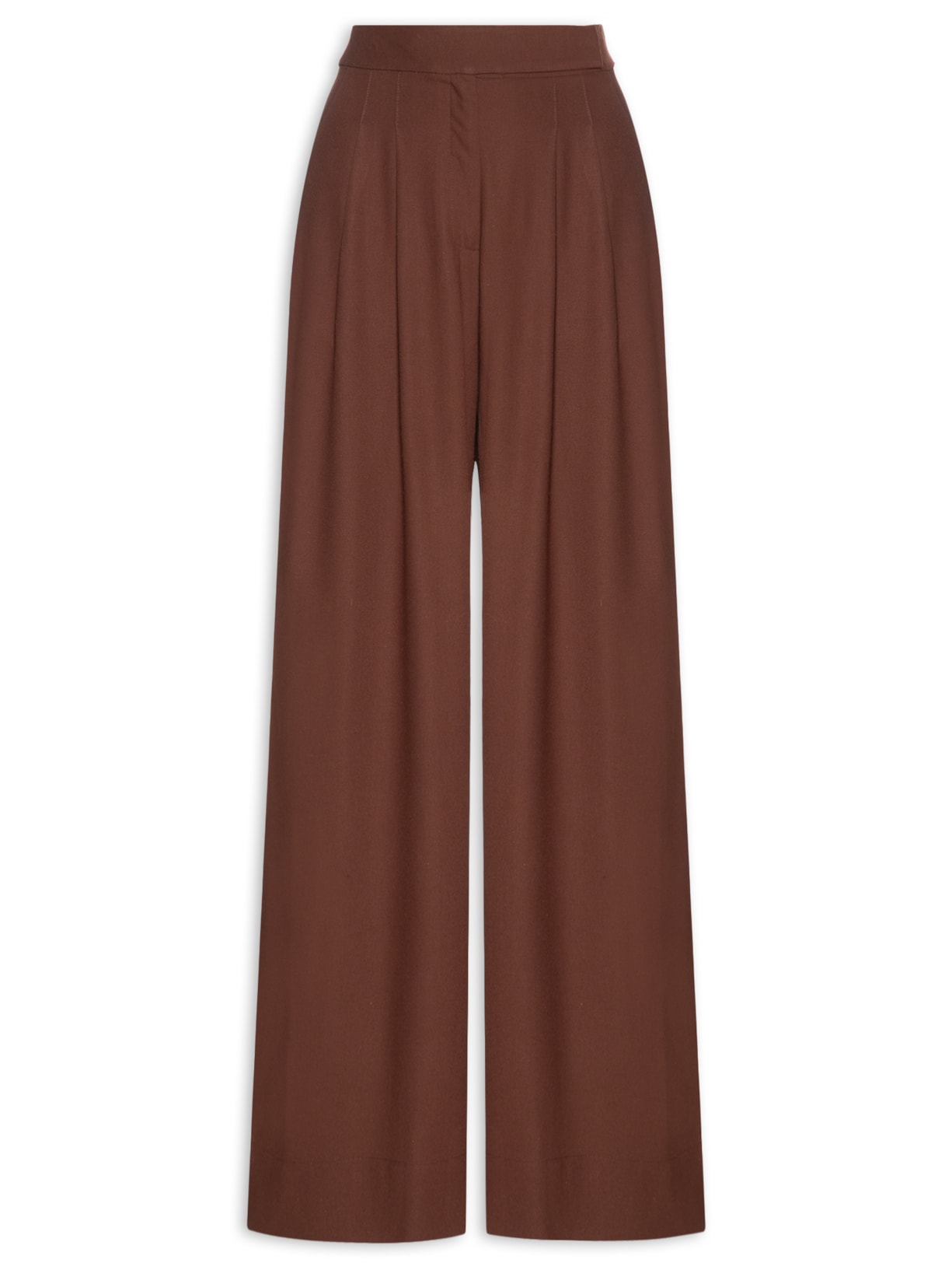 Calça Feminina Linho Pregas Marrom Dress To