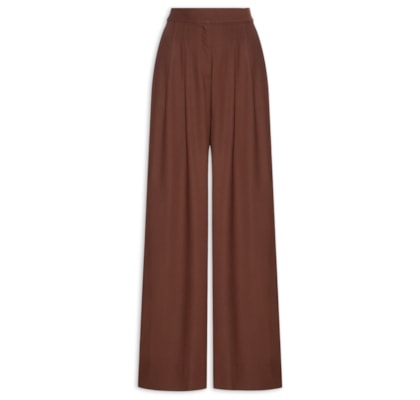 Calça Feminina Linho Pregas - Marrom