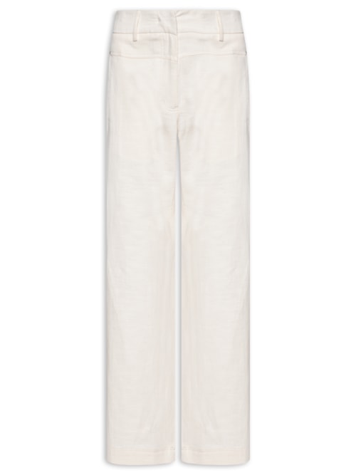 Calça Feminina Linho Recorte - Branco