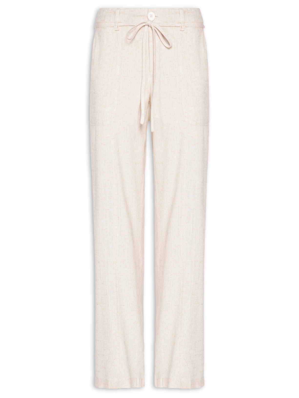 Calça Feminina Linho Reta Com Amarração - Bege