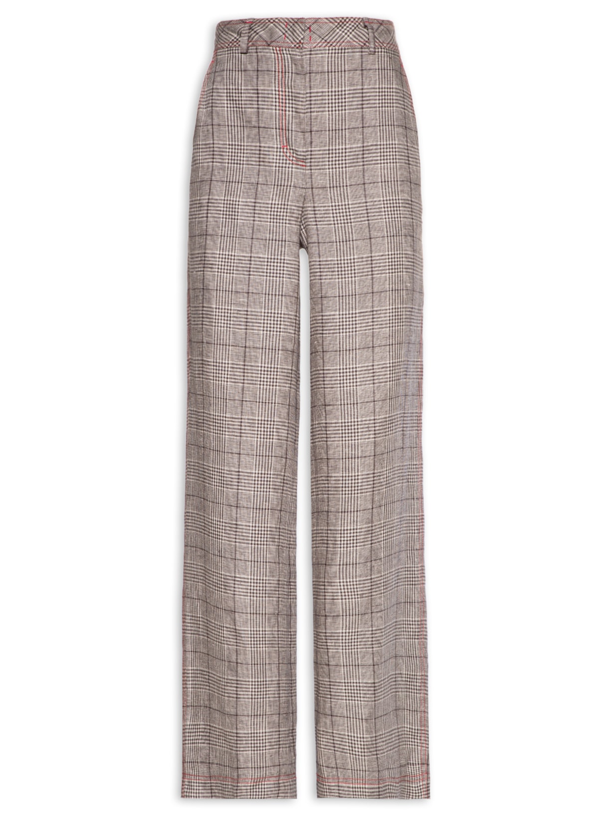 Calça Feminina Linho Xadrez Pepper - Marrom
