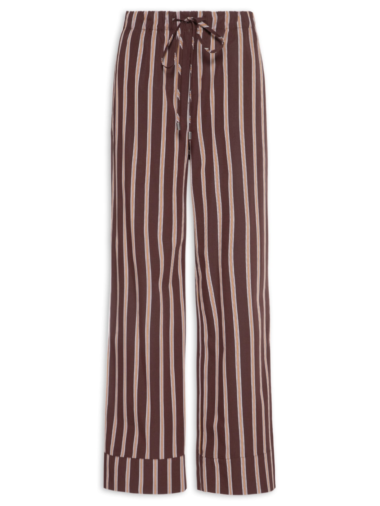 Calça Feminina Listra Recorte Punho - Marrom