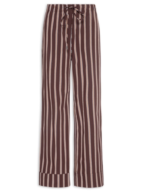 Calça Feminina Listra Recorte Punho - Marrom