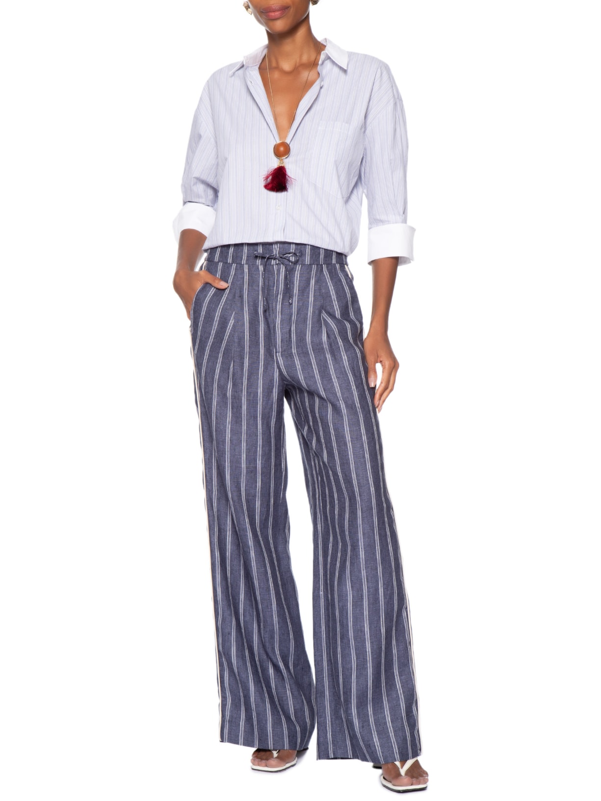 Calça Feminina Listra Vivo Lateral Azul Animale