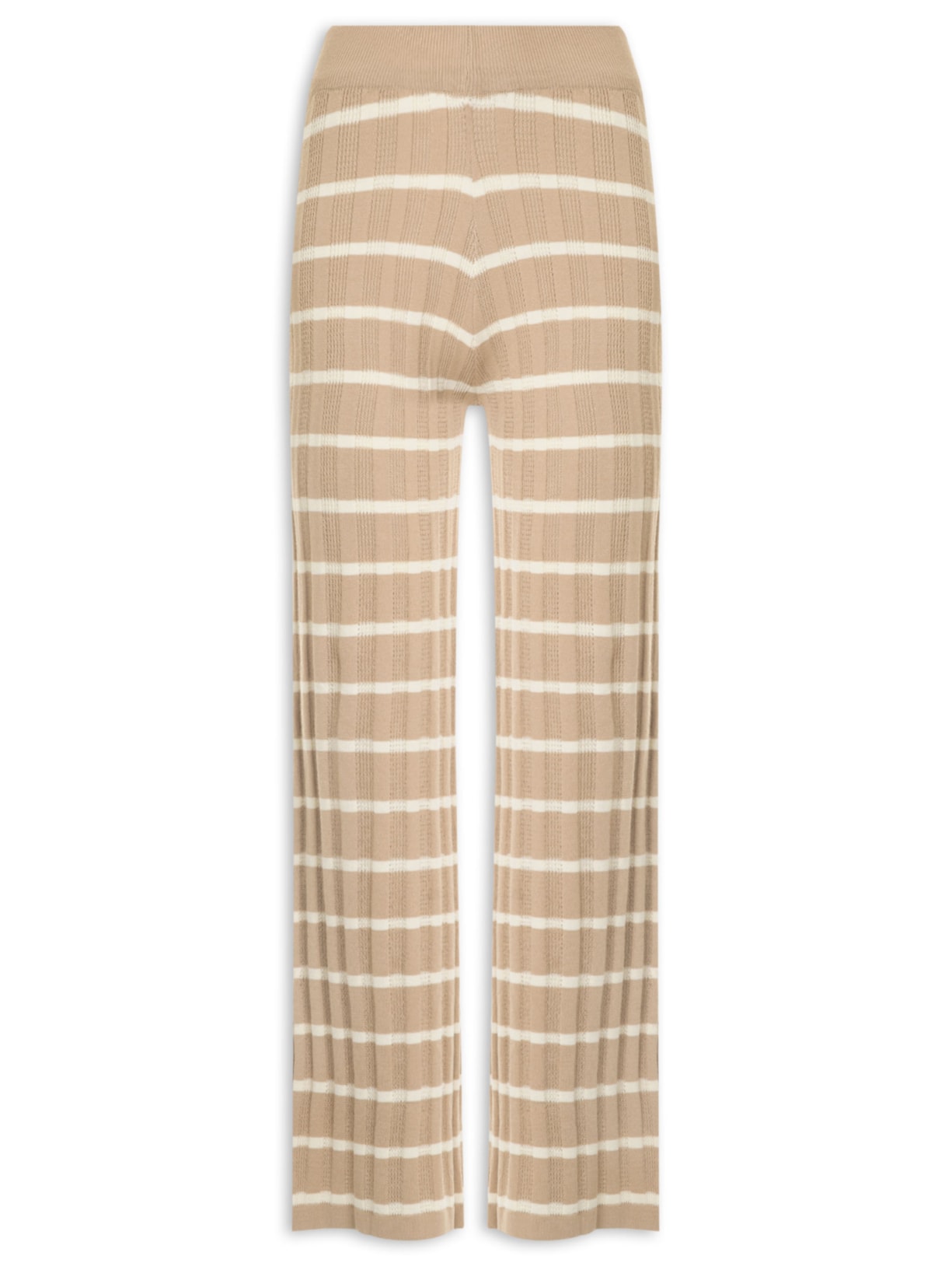 Calça Feminina Listrada Em Tricot Bege Market 33