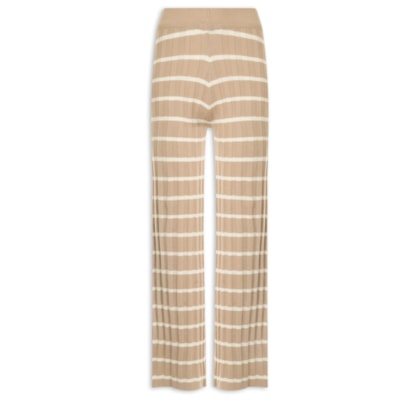 Calça Feminina Listrada Em Tricot - Bege