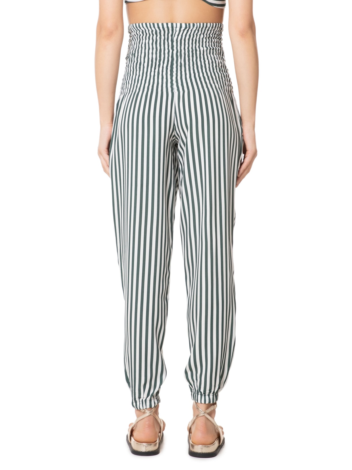 Calça Feminina Listrada Jogger Verde '2Essential