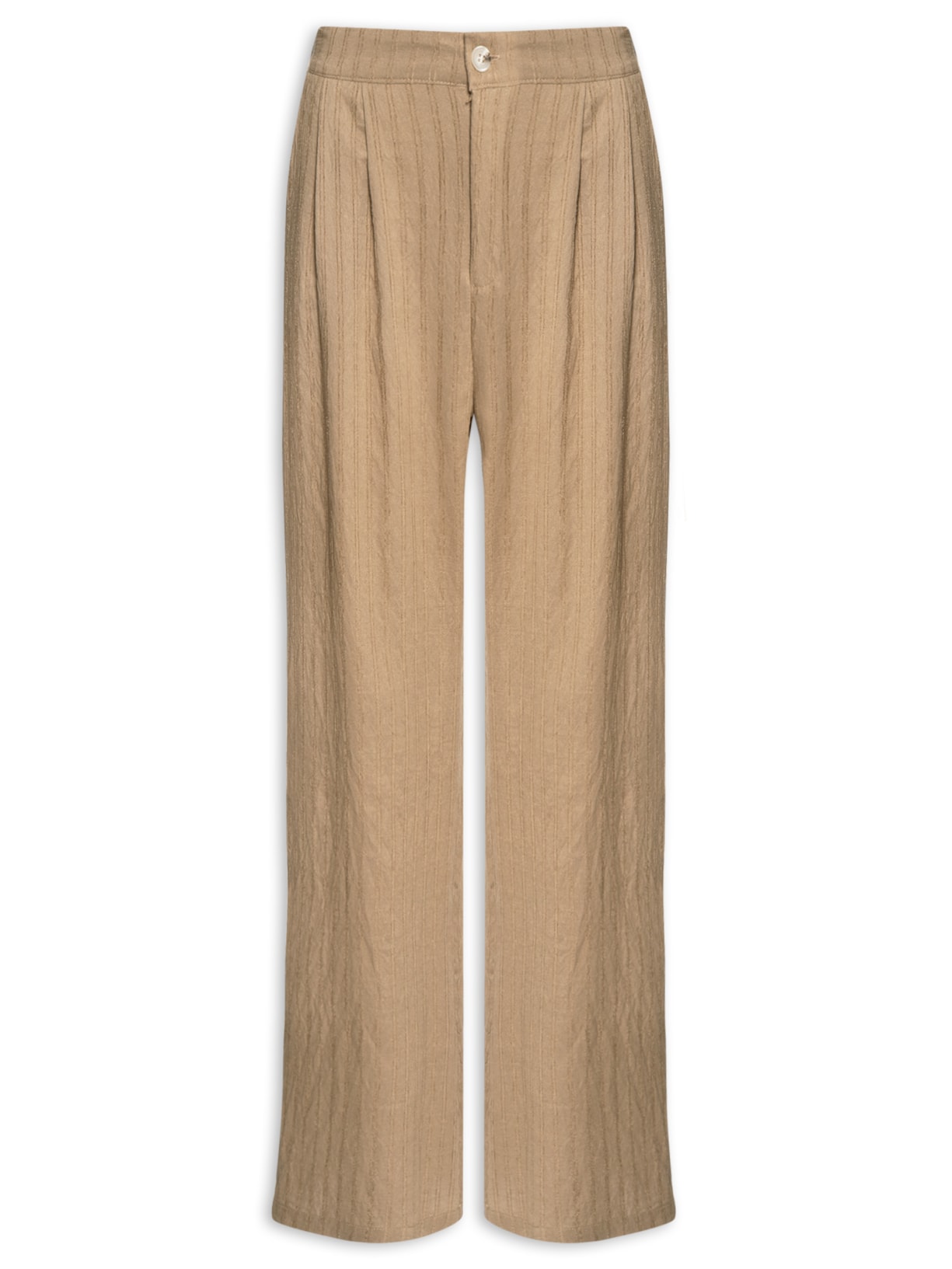 Calça Feminina Listrada Pantalona - Bege