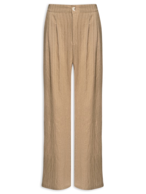 Calça Feminina Listrada Pantalona - Bege