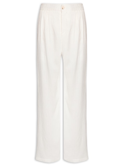 Calça Feminina Listrada Pantalona - Branco