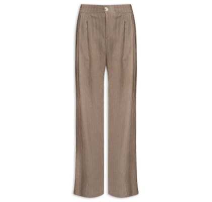 Calça Feminina Listrada Pantalona - Marrom