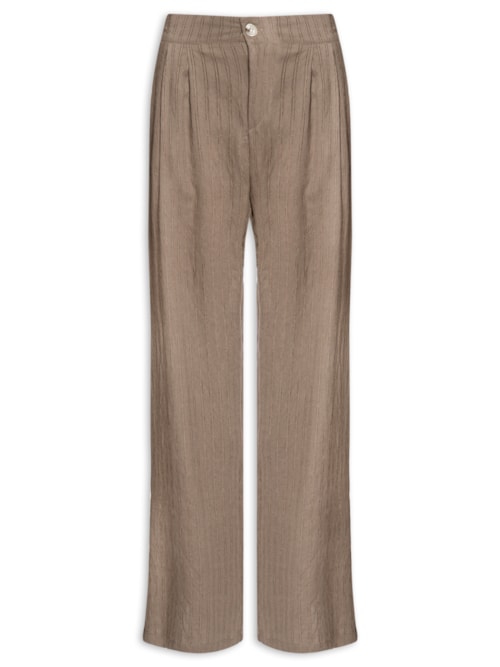 Calça Feminina Listrada Pantalona - Marrom