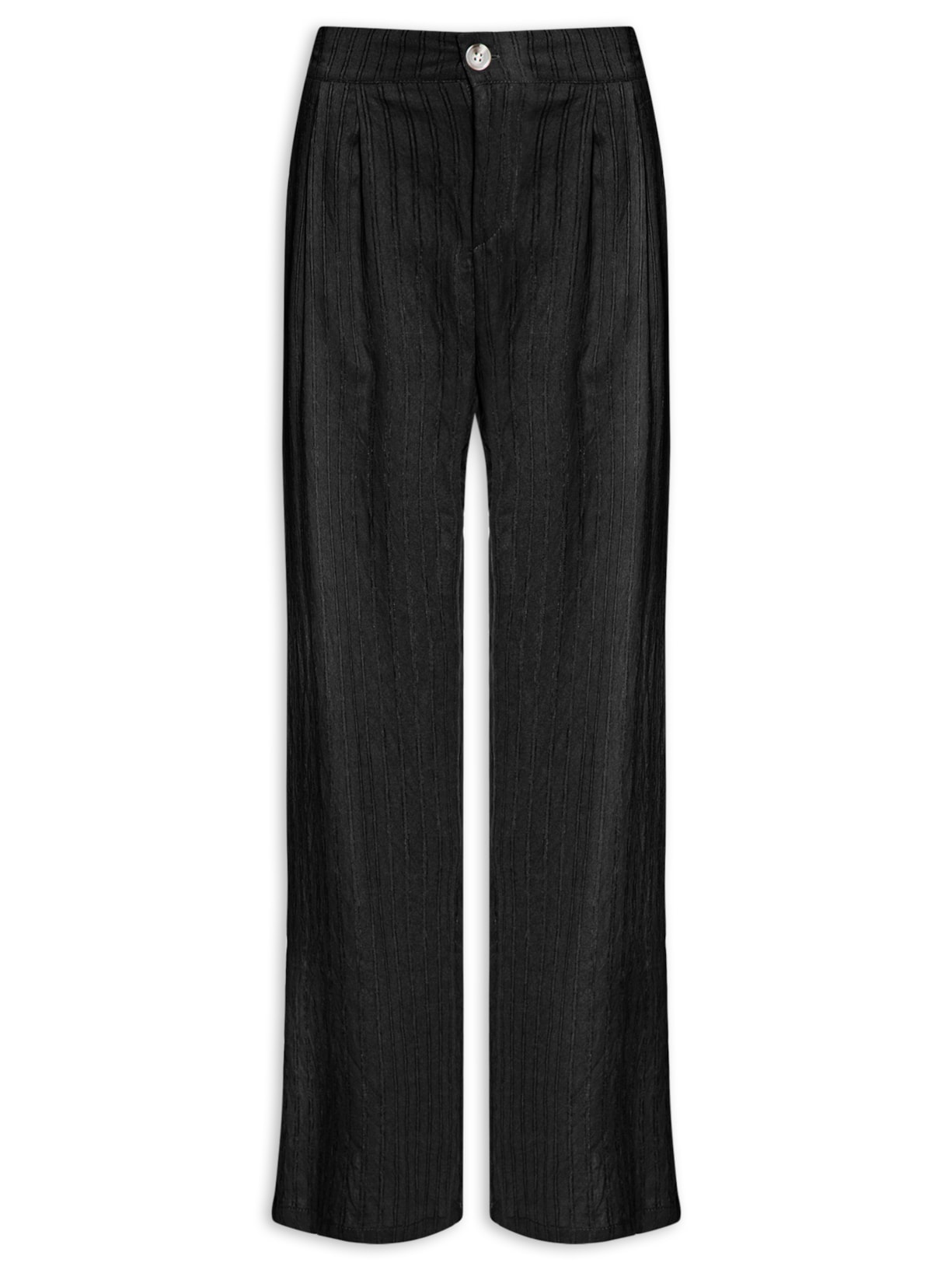 Calça Feminina Listrada Pantalona Preto Basiq