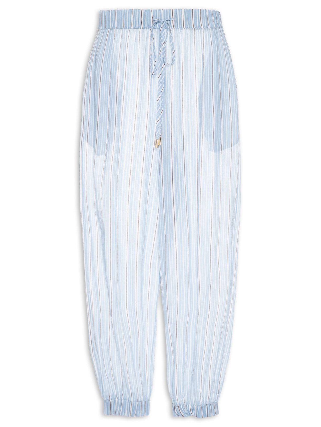 Calça Feminina Listrada Voil Azul Lenny Niemeyer