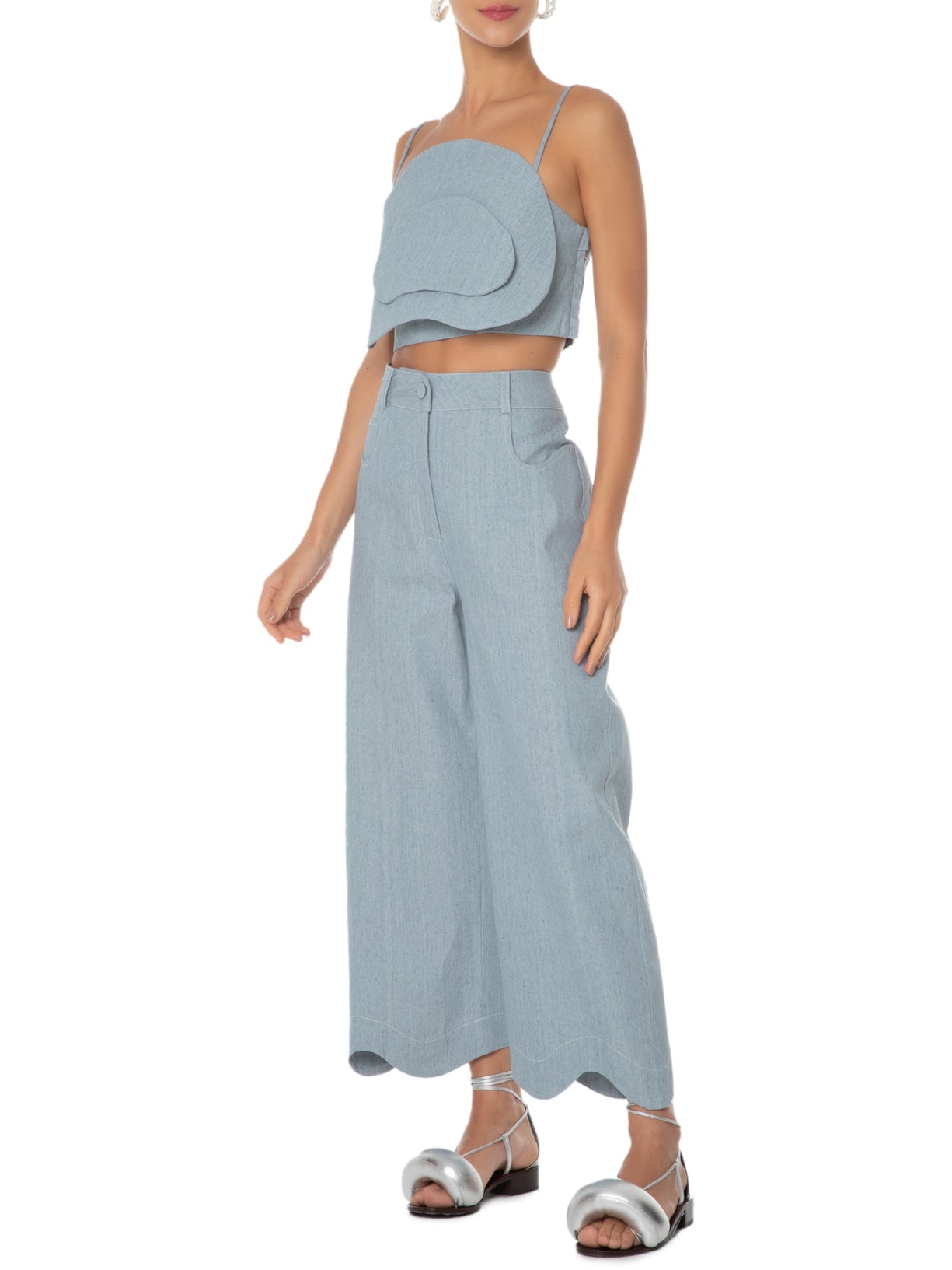 Calça Feminina Lona Azul Aluf