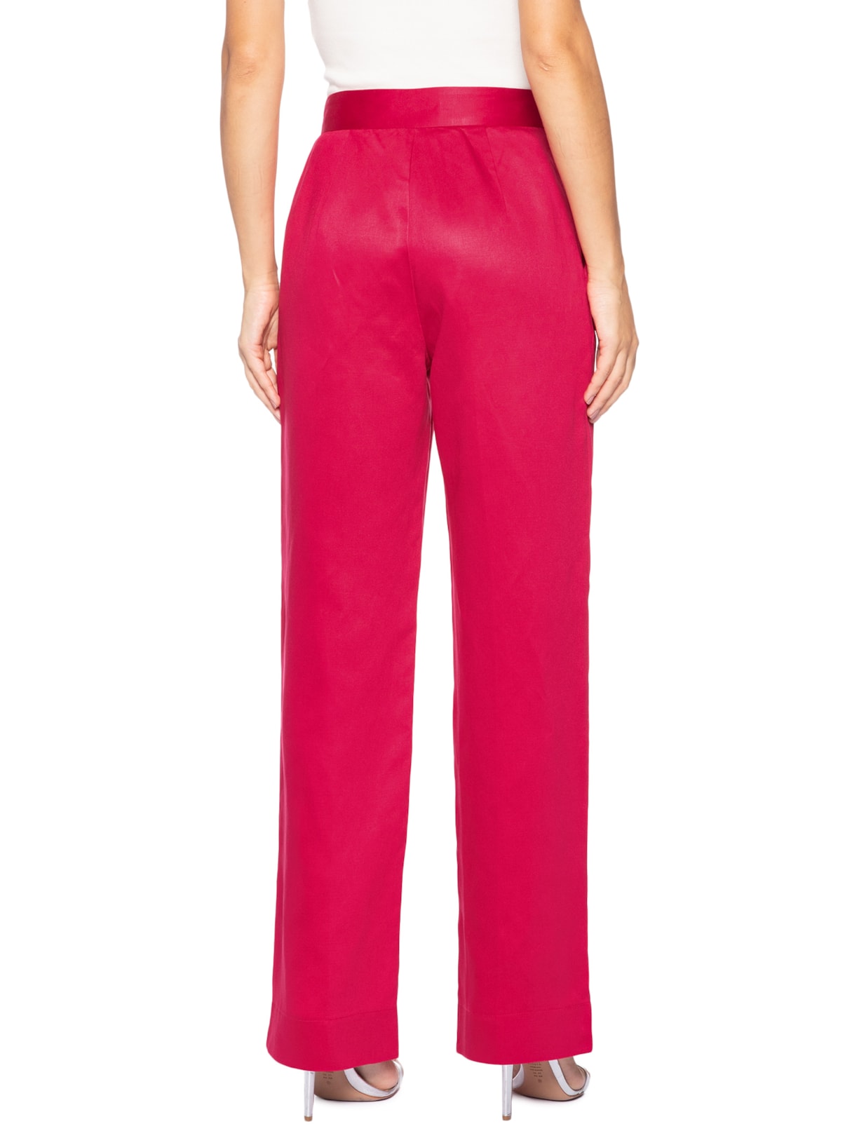 Calça Feminina Longa Prega Rasa Rosa Andrea Marques