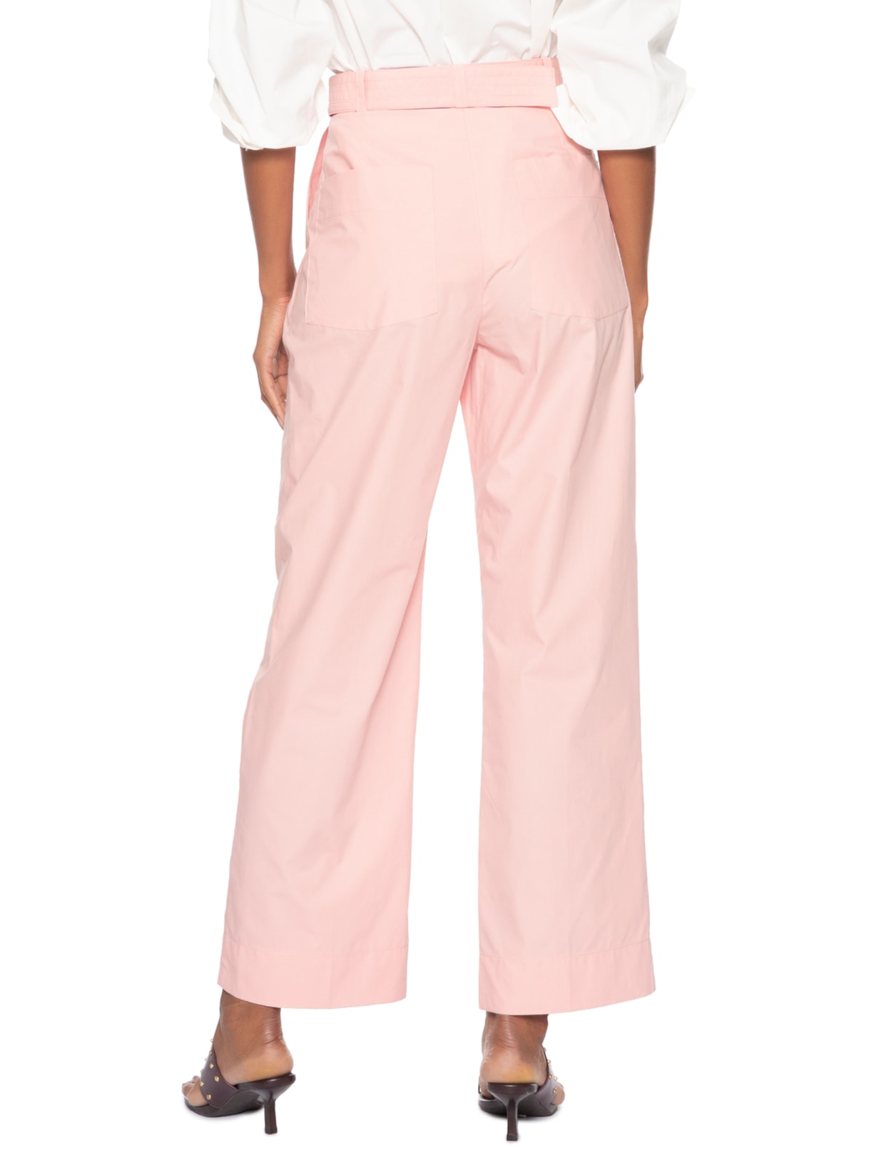 Calça Feminina Longa Reta Com Cinto Rosa Andrea Marques