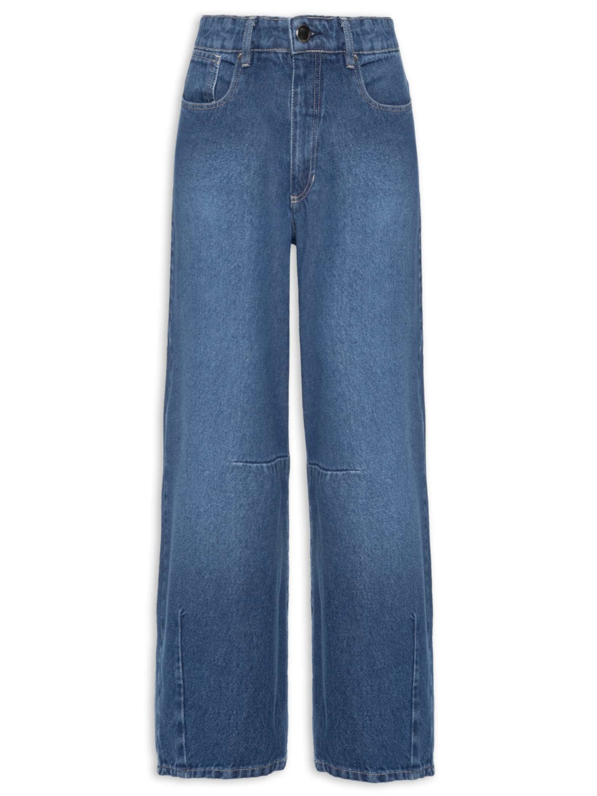 Calça Feminina Loose Pence Joelho Jeans - Azul