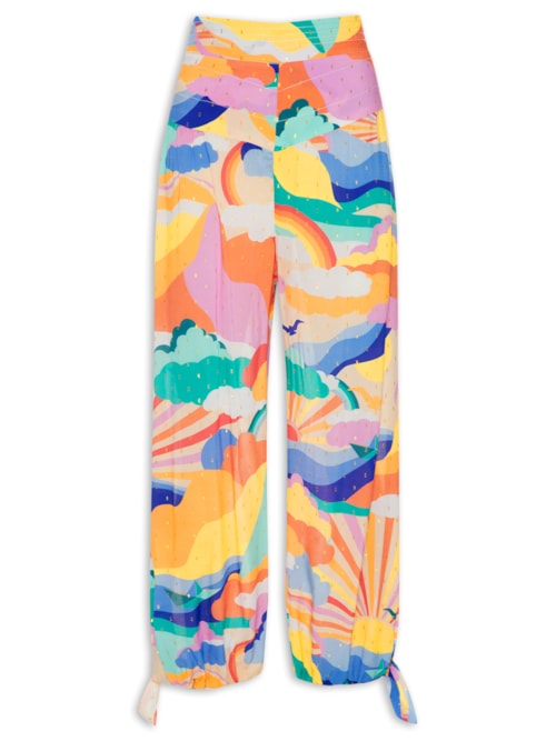 Calça Feminina Lurex Estampa Paradiso - Azul