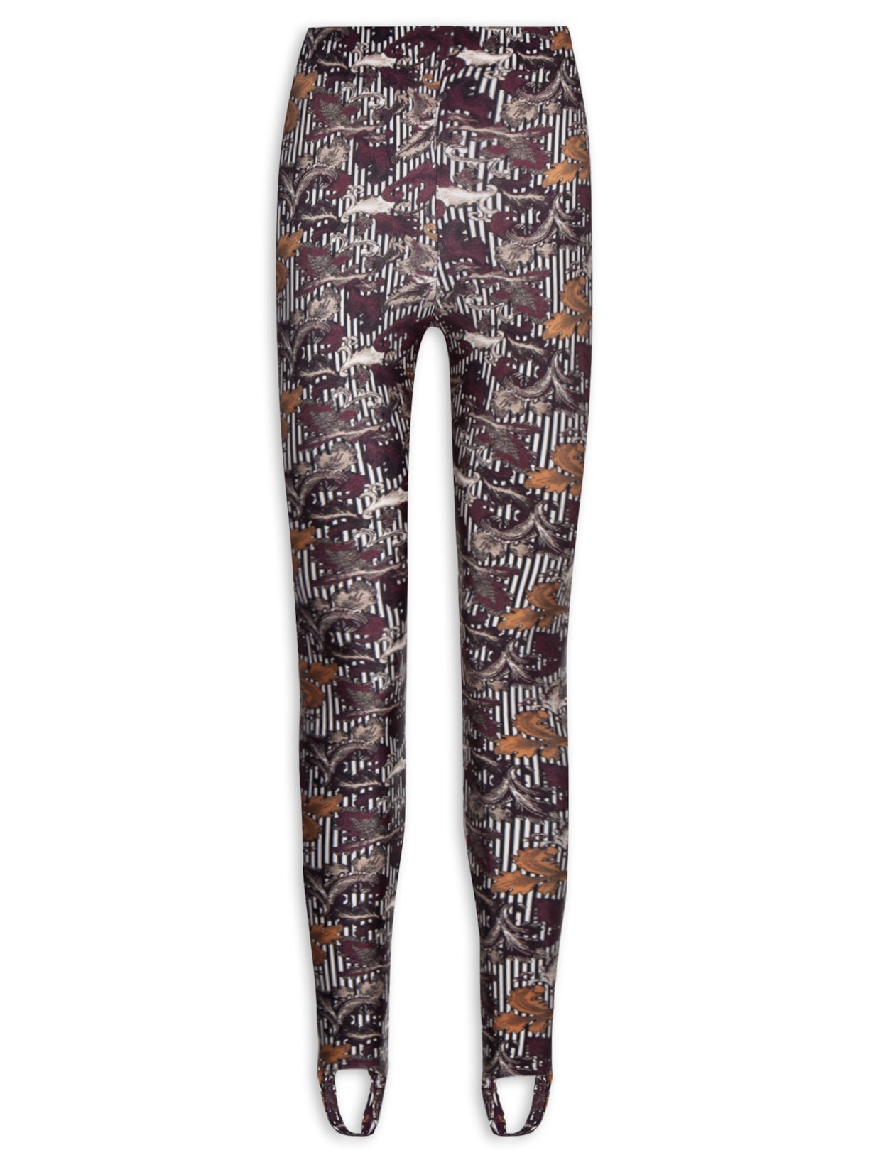 Calça Feminina Lycra Folhagem Antique - Preto