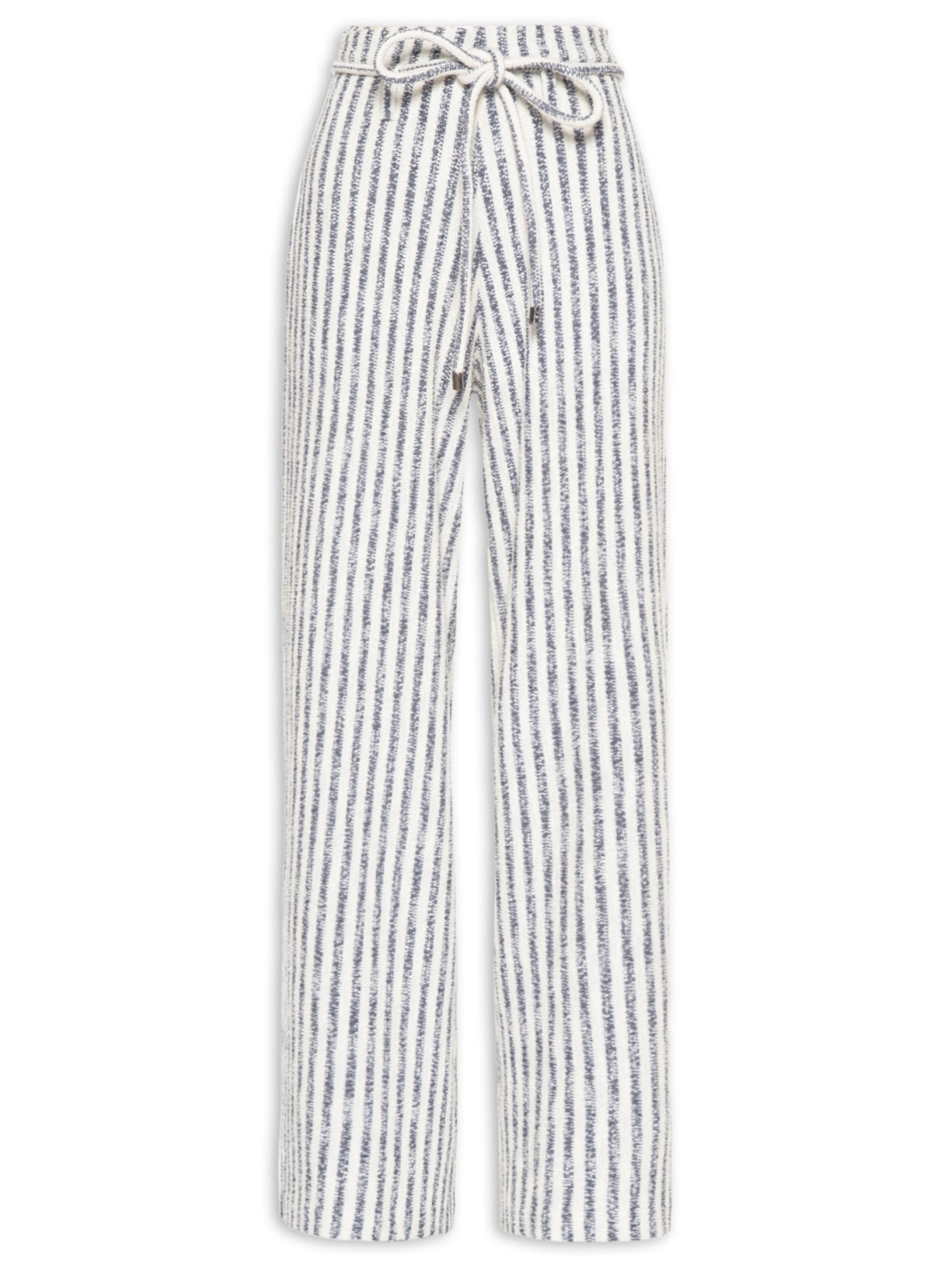 Calça Feminina Malha Listrada Reta - Azul