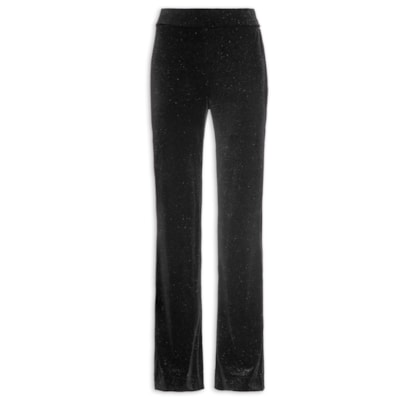 Calça Feminina Malha Veludo Boca Larga - Preto