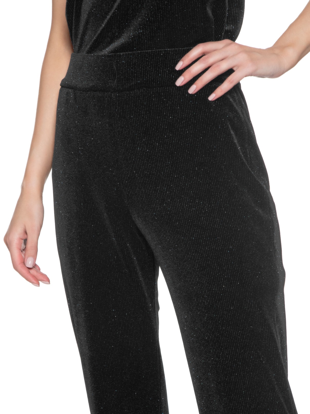 Calça Feminina Malha Veludo Boca Larga Preto Animale