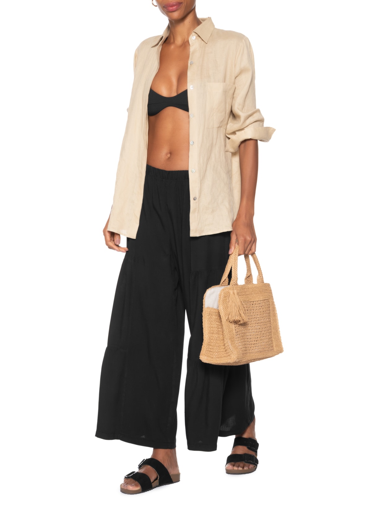 Calça Feminina Marias Pantacourt Preto Basiq