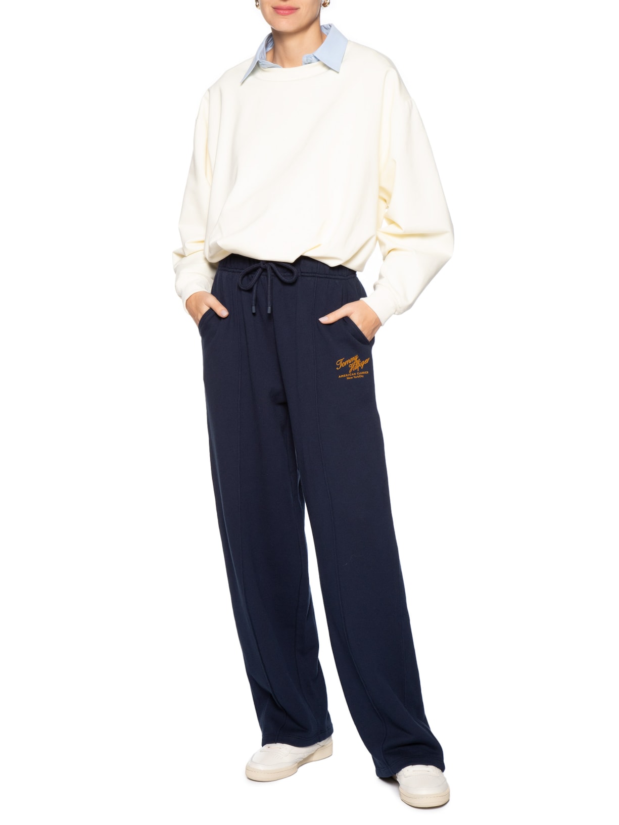 Calça Feminina Mdrn Script Terry Azul Tommy Hilfiger