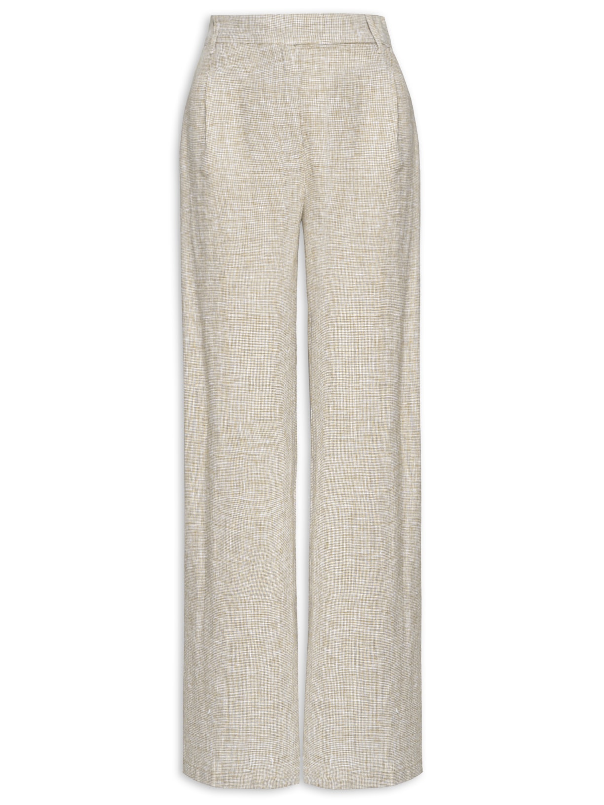 Calça Feminina Mini Pied Poule Reta - Bege