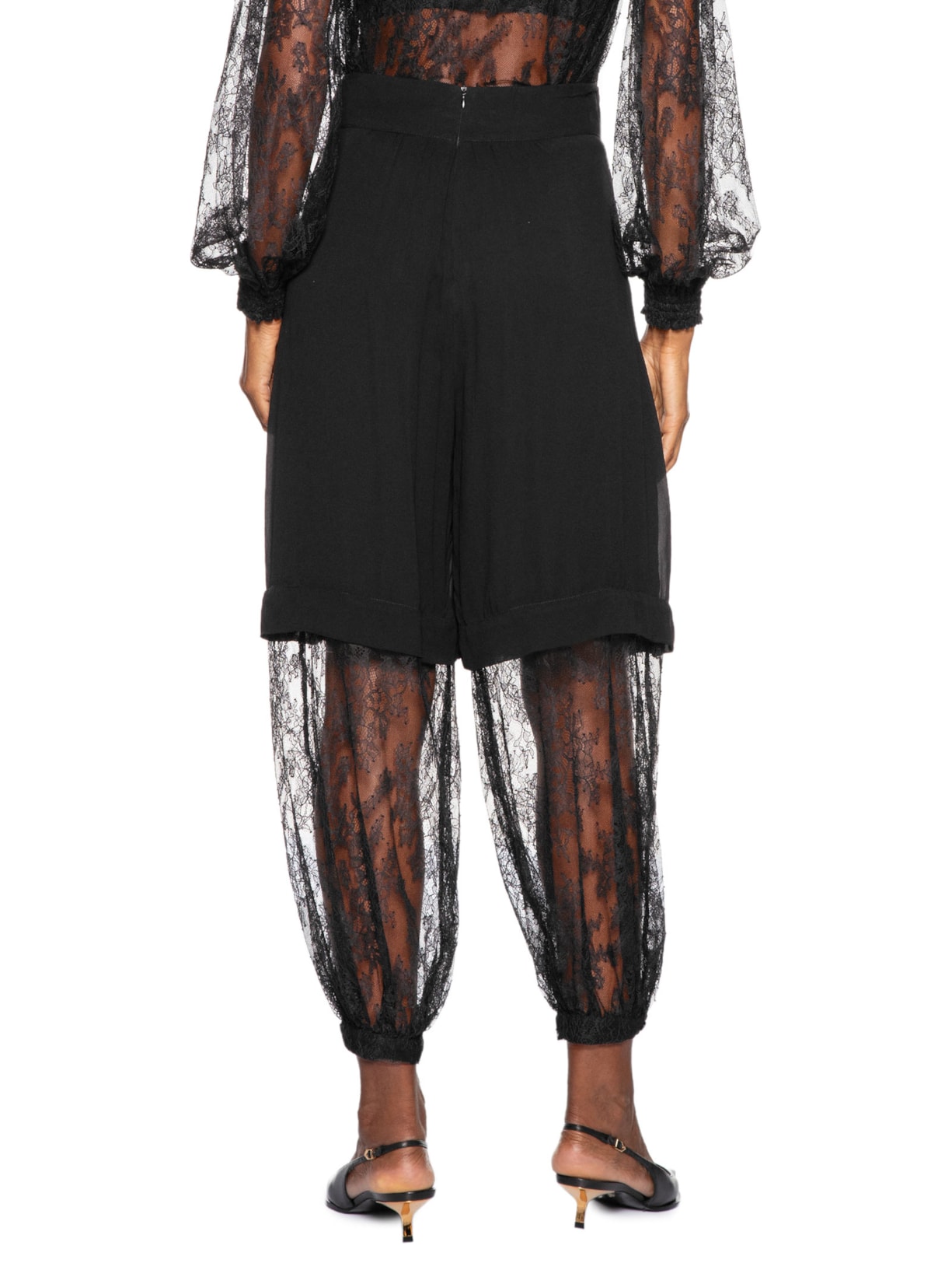 Calça Feminina Mix Transparência Com Renda Preto Animale