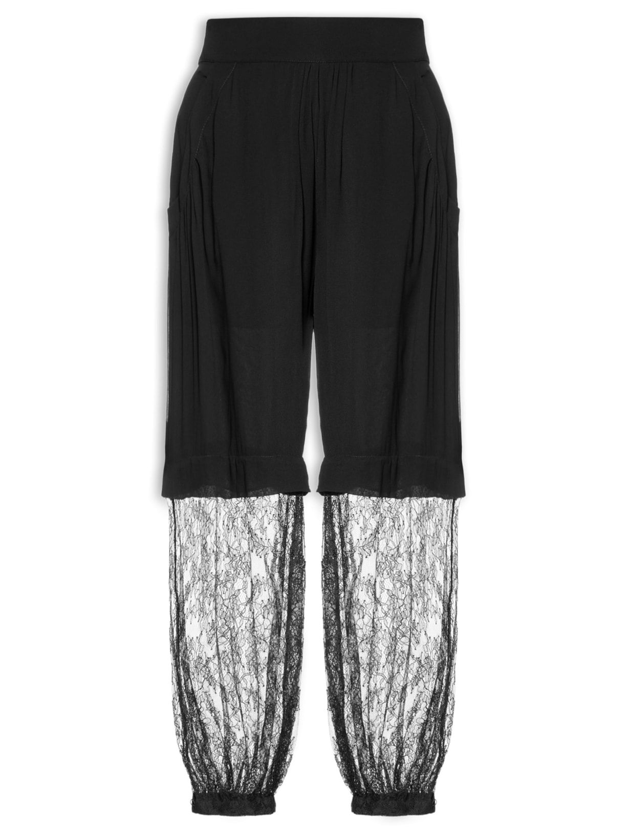Calça Feminina Mix Transparência Com Renda - Preto