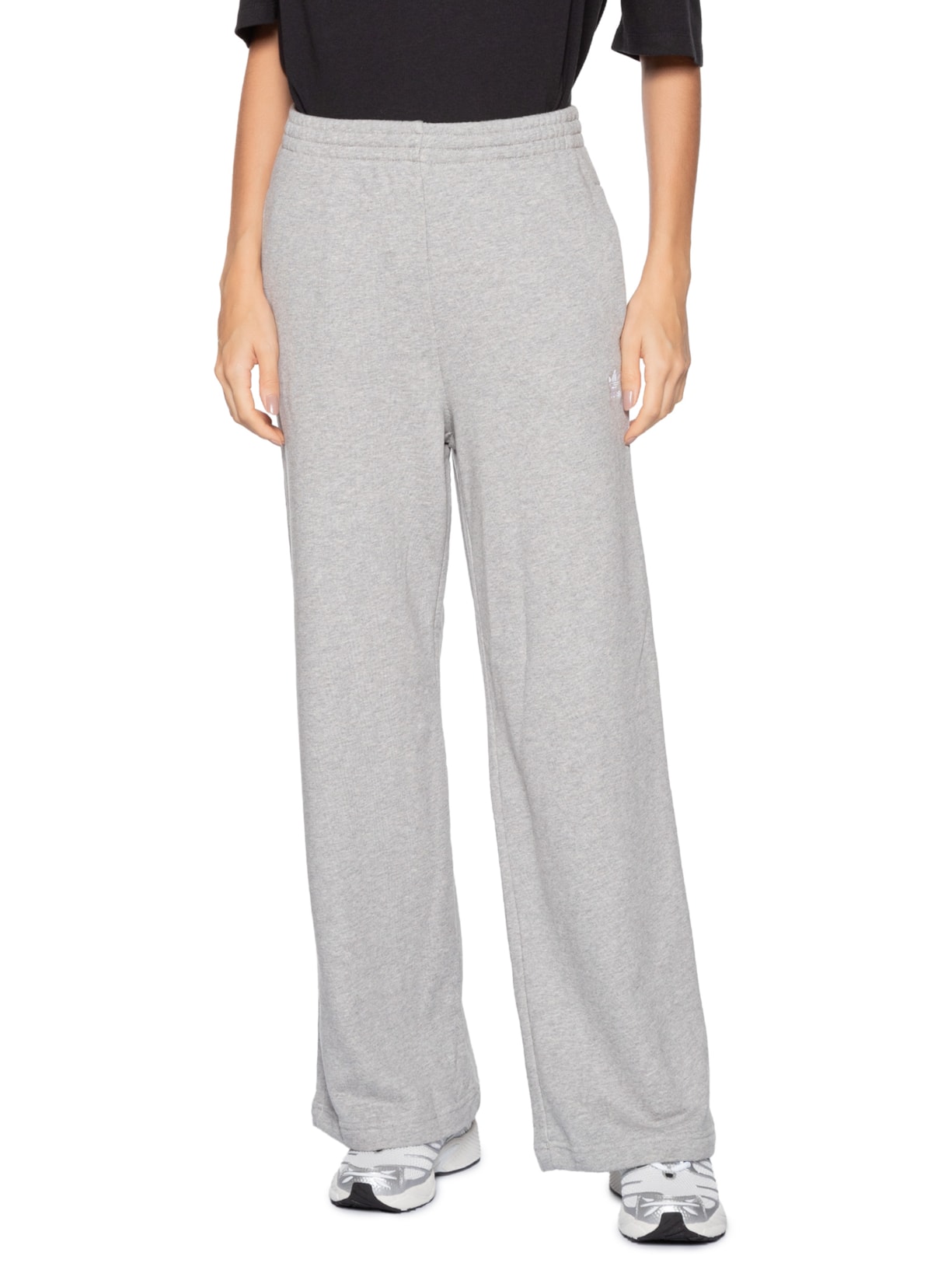 Calça Feminina Moletinho Wide Leg Essentials Cinza Adidas Originals
