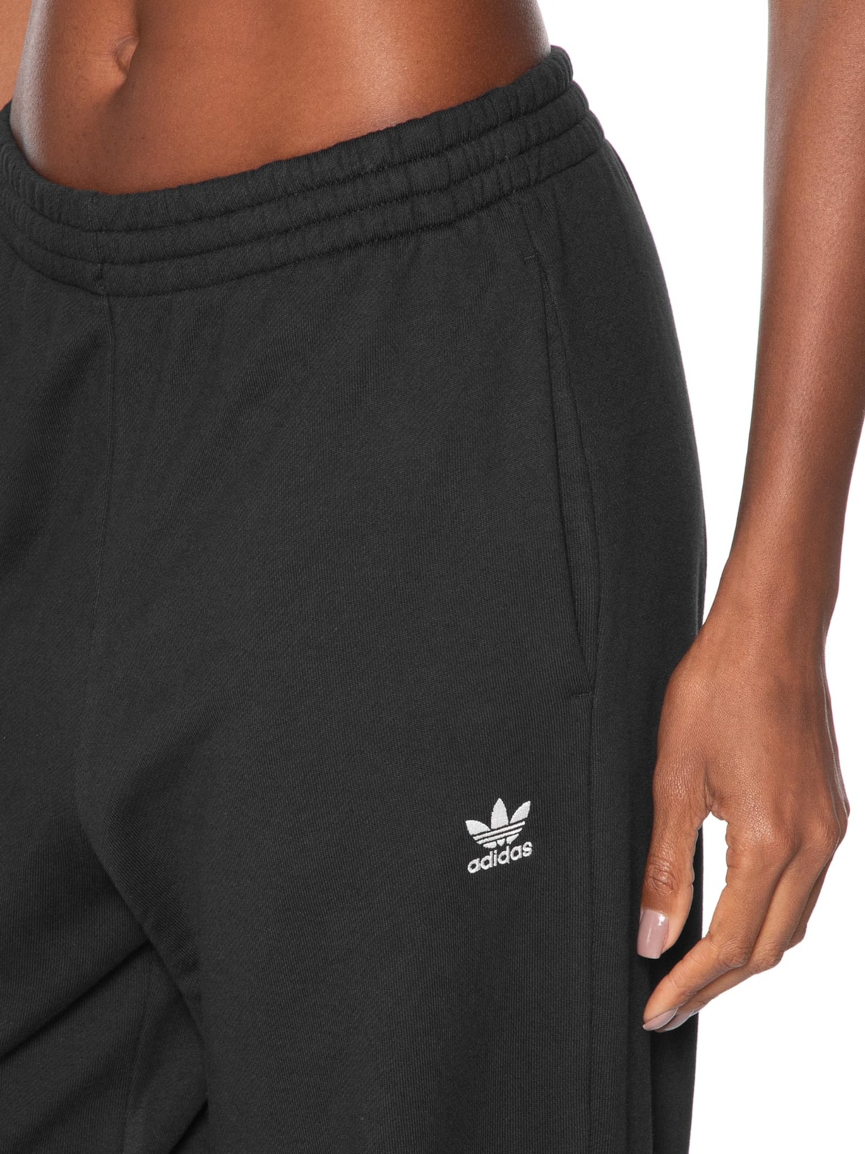 Calça Feminina Moletinho Wide Leg Essentials Preto Adidas Originals
