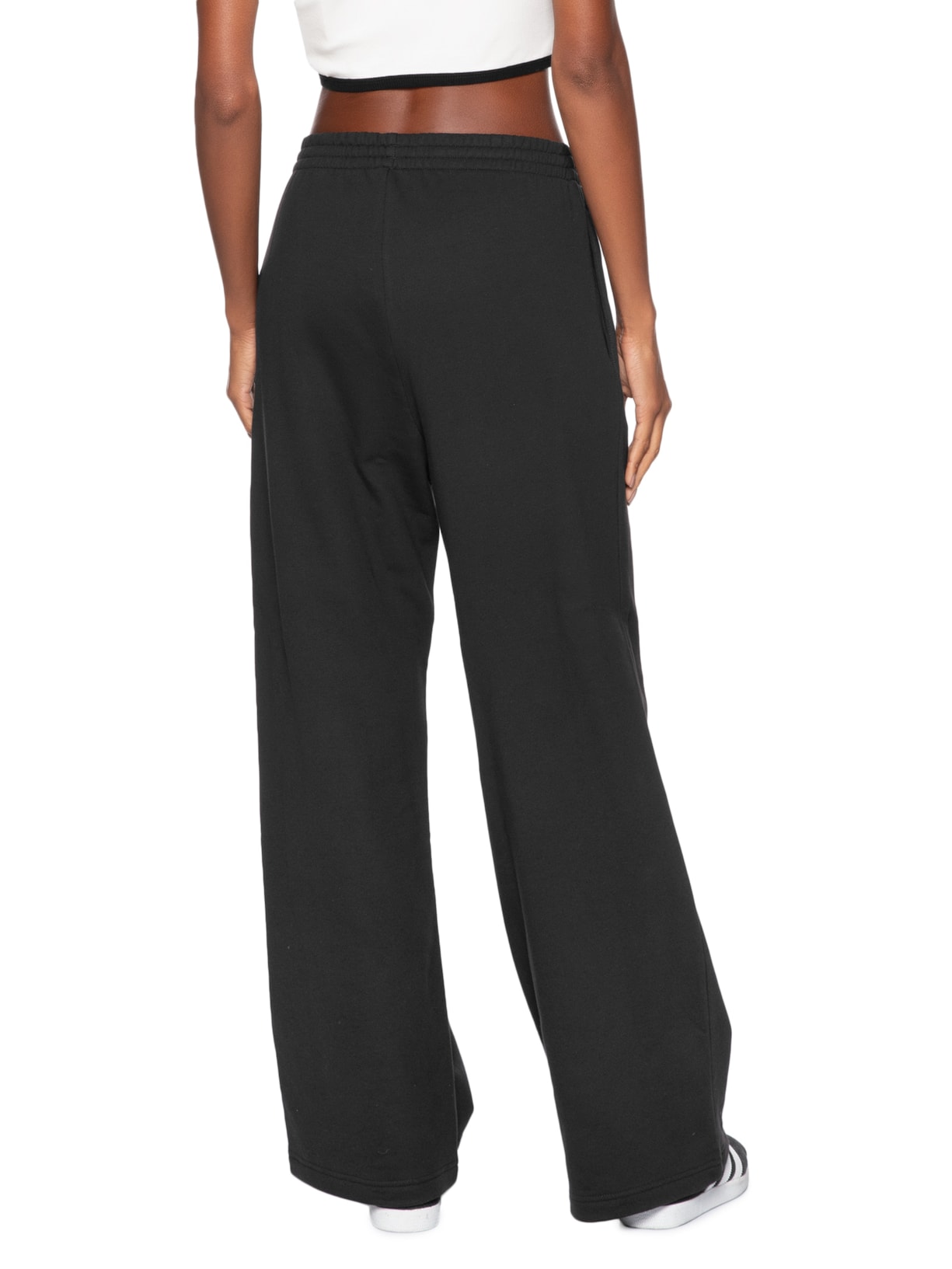 Calça Feminina Moletinho Wide Leg Essentials Preto Adidas Originals