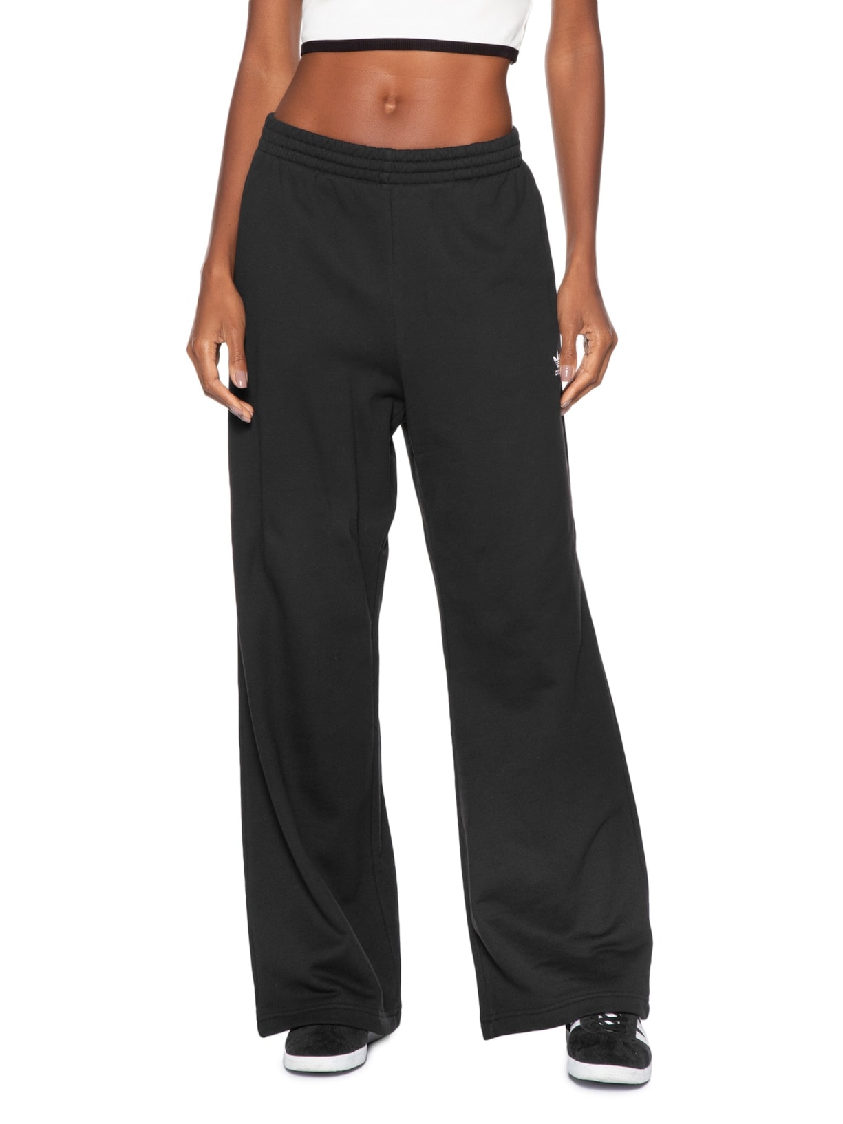 Calça Feminina Moletinho Wide Leg Essentials Preto Adidas Originals