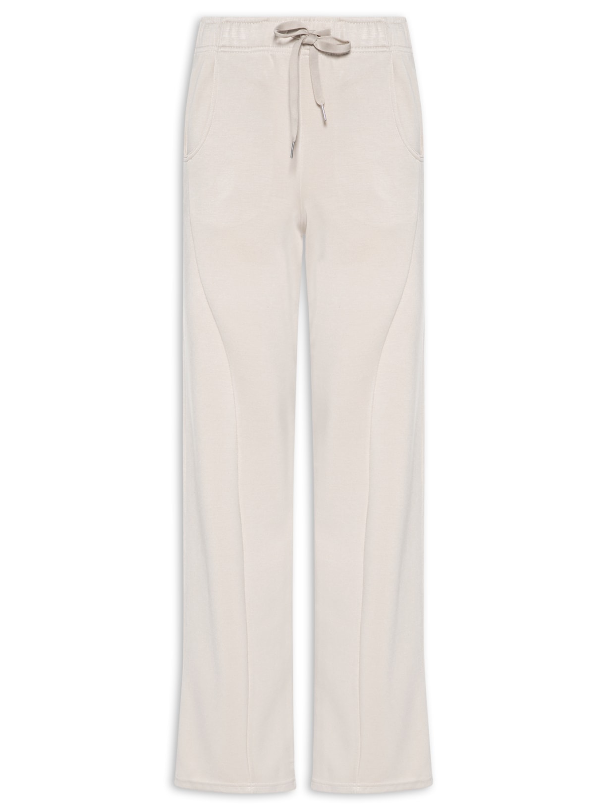 Calça Feminina Moletom Com Bolsos - Bege