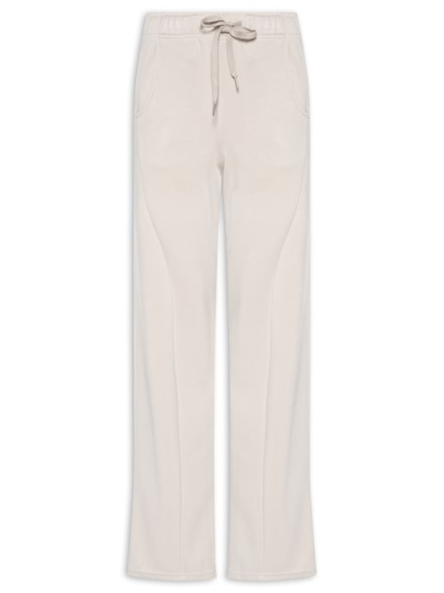 Calça Feminina Moletom Com Bolsos - Bege