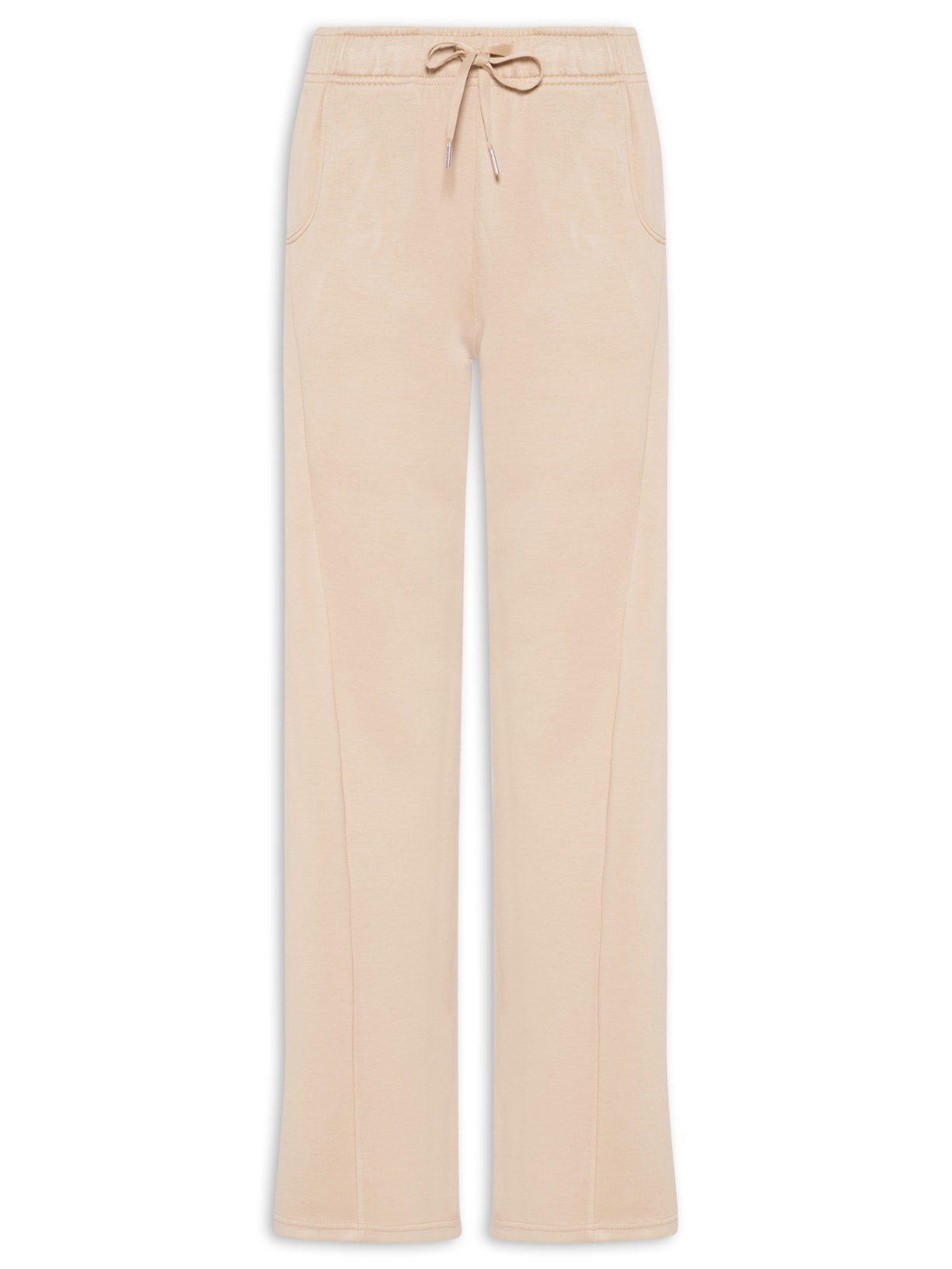 Calça Feminina Moletom Com Bolsos - Bege