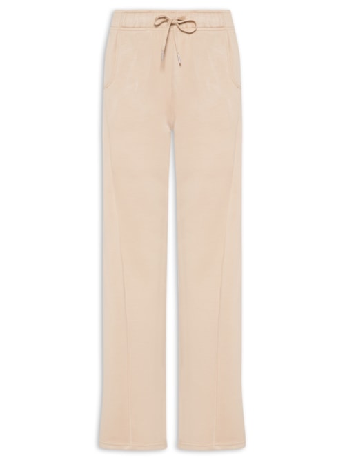 Calça Feminina Moletom Com Bolsos - Bege