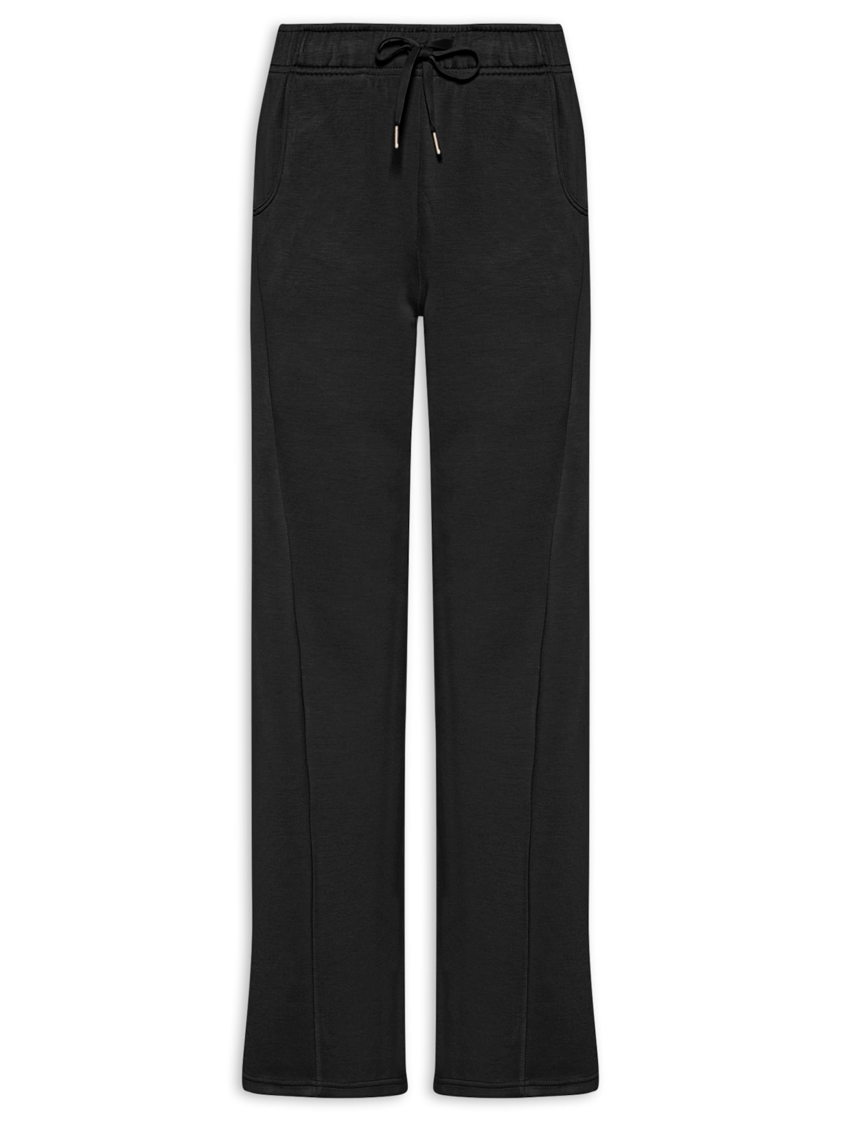 Calça Feminina Moletom Com Bolsos Preto Basiq