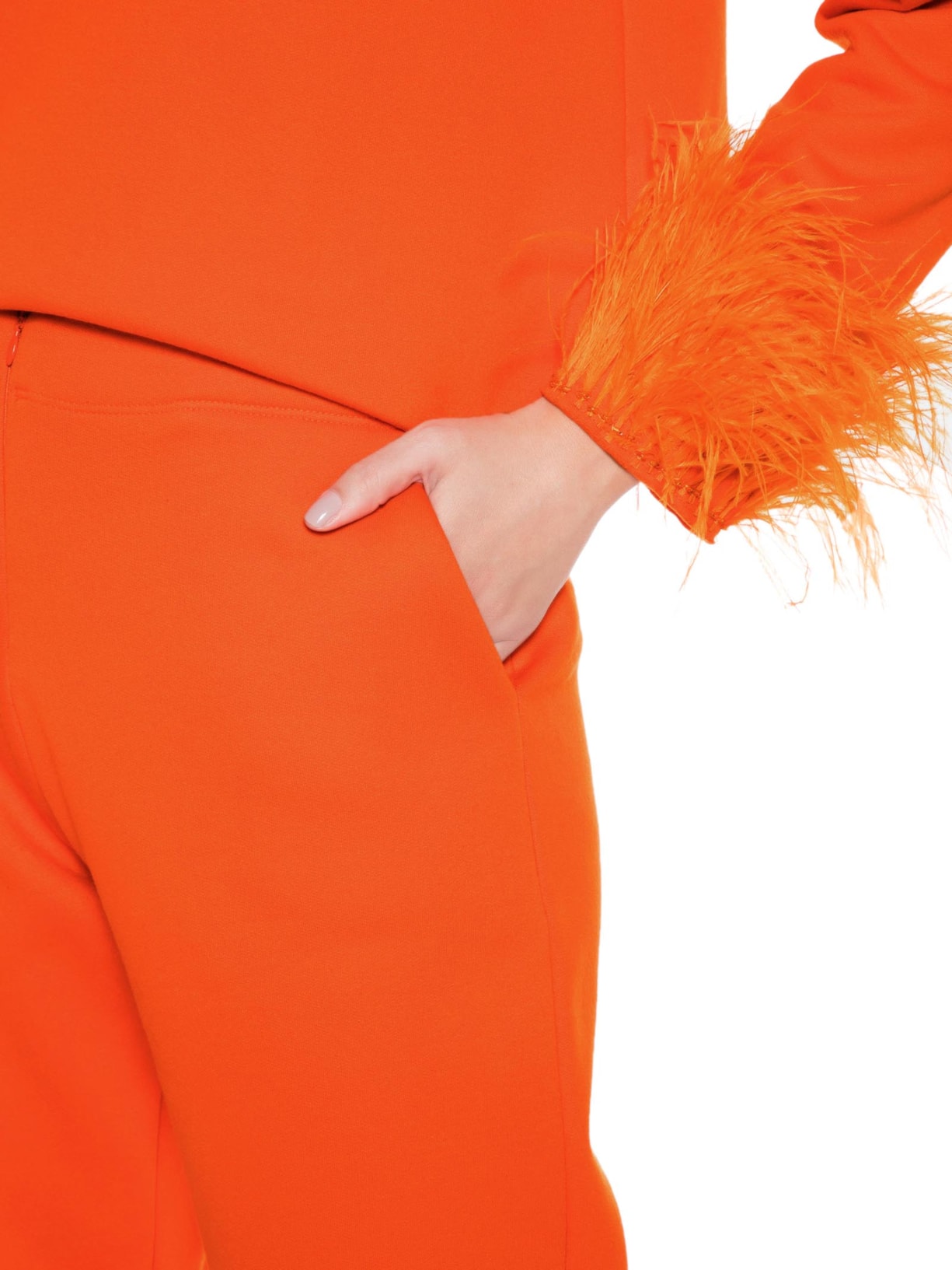 Calça Feminina Moletom Com Plumas Laranja Z.vitor