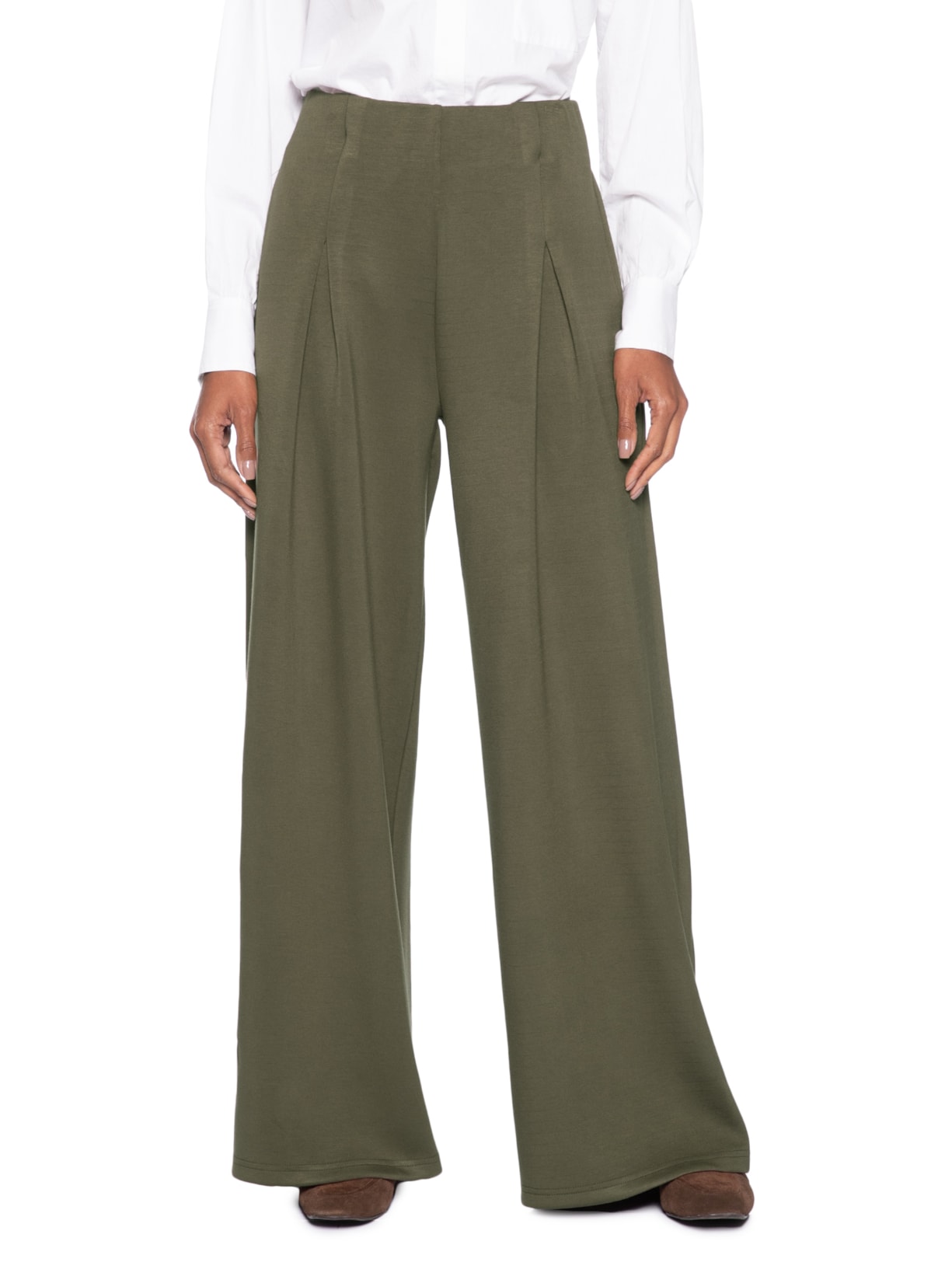 Calça Feminina Moletom com Pregas Verde Basiq