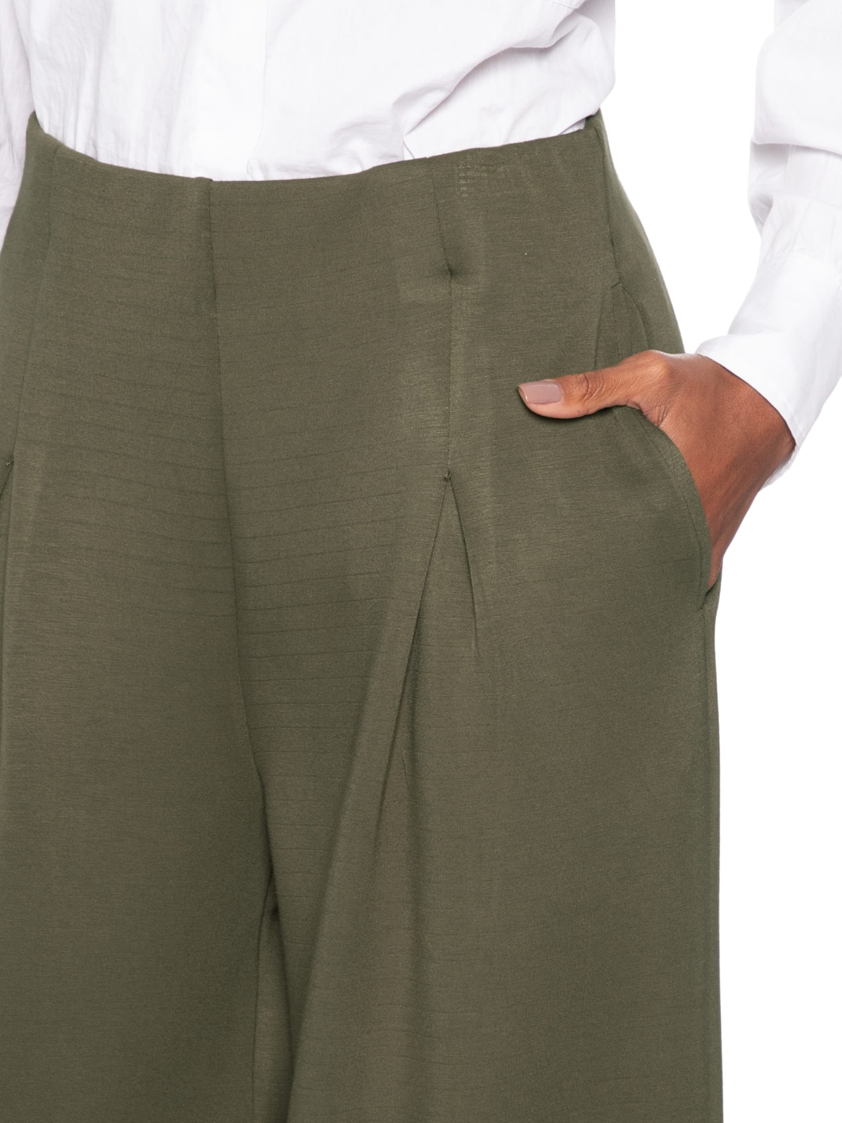 Calça Feminina Moletom com Pregas Verde Basiq