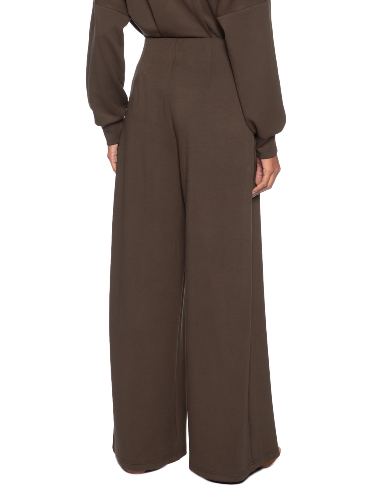 Calça Feminina Moletom com Pregas – Marrom Basiq
