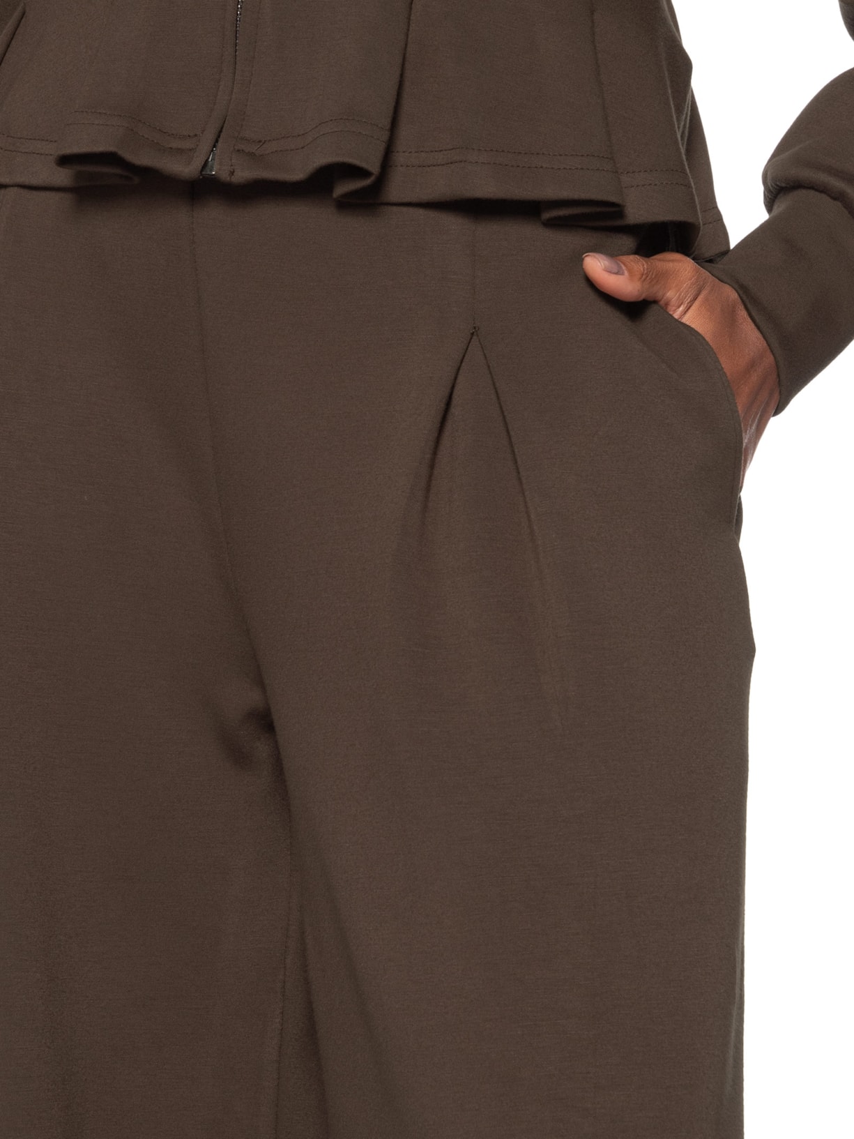 Calça Feminina Moletom com Pregas – Marrom Basiq